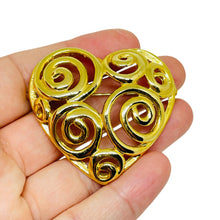 Load image into Gallery viewer, Vintage gold tone heart designer brooch
