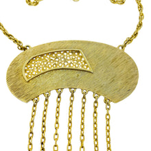 Load image into Gallery viewer, Vintage gold tone huge pendant dangle chain modernist necklace
