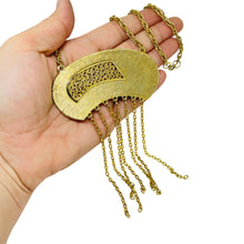 Load image into Gallery viewer, Vintage gold tone huge pendant dangle chain modernist necklace
