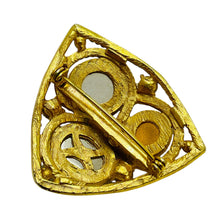 Load image into Gallery viewer, Vintage gold tone jewel rhinestone designer brooch
