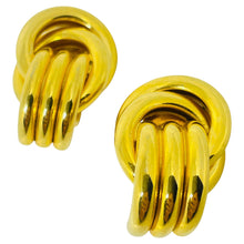 Load image into Gallery viewer, Vintage gold tone knot door knocker style designer 80's clip on earrings
