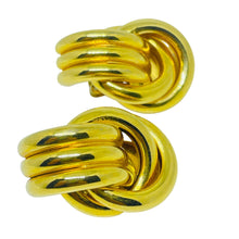Load image into Gallery viewer, Vintage gold tone knot door knocker style designer 80's clip on earrings
