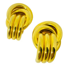 Load image into Gallery viewer, Vintage gold tone knot door knocker style designer 80's clip on earrings
