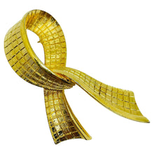 Load image into Gallery viewer, Vintage gold tone knot ribbon massive designer brooch
