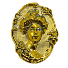 Load image into Gallery viewer, Vintage gold tone ladys designer brooch
