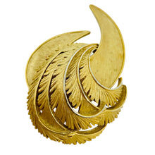 Load image into Gallery viewer, Vintage gold tone leaf designer brooch
