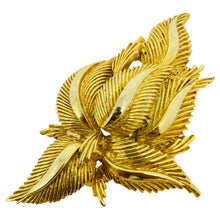Load image into Gallery viewer, Vintage gold tone leaf designer brooch
