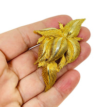 Load image into Gallery viewer, Vintage gold tone leaf designer brooch
