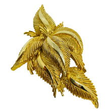 Load image into Gallery viewer, Vintage gold tone leaf designer brooch
