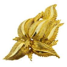 Load image into Gallery viewer, Vintage gold tone leaf designer brooch
