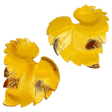 Load image into Gallery viewer, Vintage gold tone leaf designer clip on earrings
