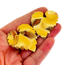 Load image into Gallery viewer, Vintage gold tone leaf designer clip on earrings
