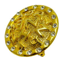 Load image into Gallery viewer, Vintage gold tone letters rhinestones designer brooch
