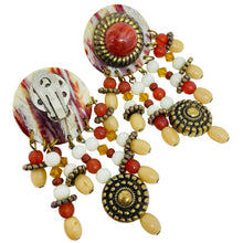 Load image into Gallery viewer, Vintage gold tone lucite beaded 80’s clip on earrings
