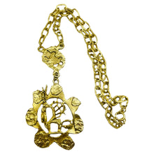 Load image into Gallery viewer, Vintage gold tone massive abstract designer pendant chain necklace
