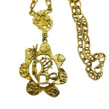 Load image into Gallery viewer, Vintage gold tone massive abstract designer pendant chain necklace
