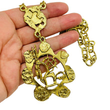 Load image into Gallery viewer, Vintage gold tone massive abstract designer pendant chain necklace
