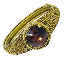 Load image into Gallery viewer, Vintage gold tone massive amber glass stone designer bracelet
