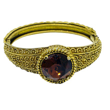 Load image into Gallery viewer, Vintage gold tone massive amber glass stone designer bracelet
