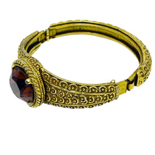 Load image into Gallery viewer, Vintage gold tone massive amber glass stone designer bracelet
