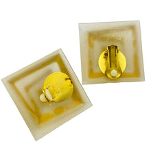 Load image into Gallery viewer, Vintage gold tone massive geometric resin designer runway clip on earrings
