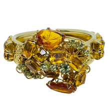 Load image into Gallery viewer, Vintage gold tone massive glass citrine peridot clamper designer bracelet
