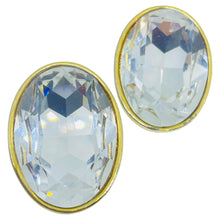 Load image into Gallery viewer, Vintage gold tone massive glass designer 80's clip on earrings
