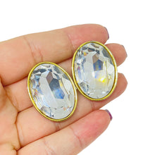 Load image into Gallery viewer, Vintage gold tone massive glass designer 80's clip on earrings

