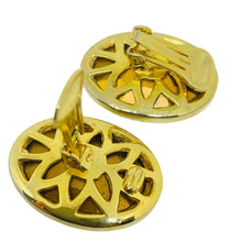 Load image into Gallery viewer, Vintage gold tone massive glass designer 80's clip on earrings
