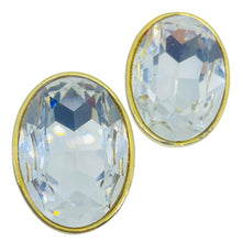 Load image into Gallery viewer, Vintage gold tone massive glass designer 80's clip on earrings
