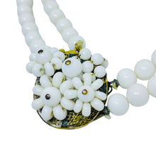 Load image into Gallery viewer, Vintage gold tone milk glass beaded designer 1960's necklace
