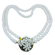 Load image into Gallery viewer, Vintage gold tone milk glass beaded designer 1960's necklace

