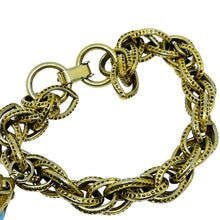 Load image into Gallery viewer, Vintage gold tone milk glass faux turquoise charm chain designer bracelet
