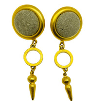 Load image into Gallery viewer, Vintage gold tone modernist designer 80's dangle earrings
