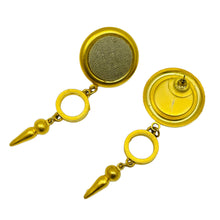 Load image into Gallery viewer, Vintage gold tone modernist designer 80's dangle earrings
