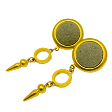 Load image into Gallery viewer, Vintage gold tone modernist designer 80's dangle earrings
