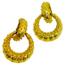 Load image into Gallery viewer, Vintage gold tone modernist door knocker designer clip on earrings
