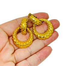 Load image into Gallery viewer, Vintage gold tone modernist door knocker designer clip on earrings
