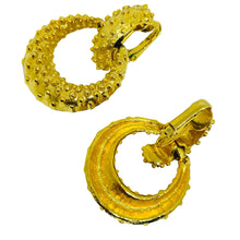 Load image into Gallery viewer, Vintage gold tone modernist door knocker designer clip on earrings
