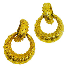 Load image into Gallery viewer, Vintage gold tone modernist door knocker designer clip on earrings
