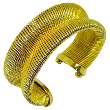 Load image into Gallery viewer, Vintage gold tone modernist massive cuff designer bracelet
