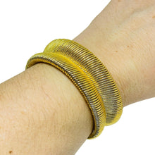 Load image into Gallery viewer, Vintage gold tone modernist massive cuff designer bracelet
