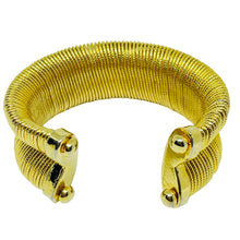 Load image into Gallery viewer, Vintage gold tone modernist massive cuff designer bracelet
