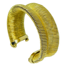 Load image into Gallery viewer, Vintage gold tone modernist massive cuff designer bracelet
