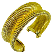 Load image into Gallery viewer, Vintage gold tone modernist massive cuff designer bracelet
