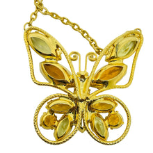 Load image into Gallery viewer, Vintage gold tone navette rhinestones butterfly designer chain necklace
