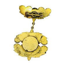 Load image into Gallery viewer, Vintage gold tone ornate flower dangle designer brooch

