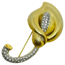 Load image into Gallery viewer, Vintage gold tone pave rhinestones flower designer brooch
