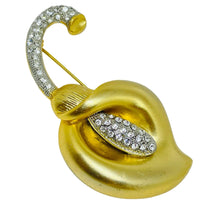 Load image into Gallery viewer, Vintage gold tone pave rhinestones flower designer brooch
