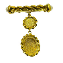 Load image into Gallery viewer, Vintage gold tone pearl etruscan dangle designer brooch
